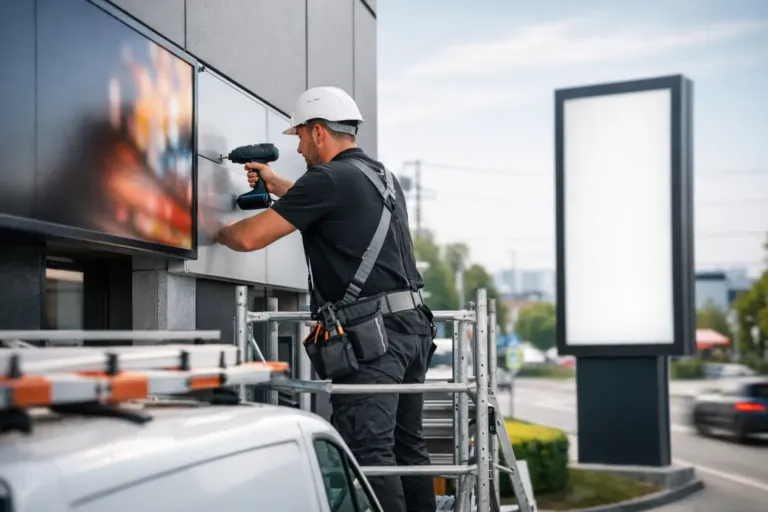 Werbetechnik mit Montage für klare Sichtbarkeit